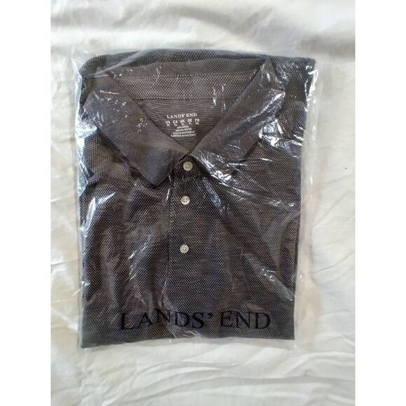 NWT Lands Ends Tonal Check Polo Size XL Gray - Picture 1 of 3